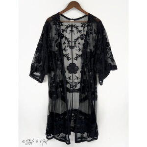 Women's Whimsigoth Floral Sheer Cardigan Whimsical Fairy Bohemian Witchy Large